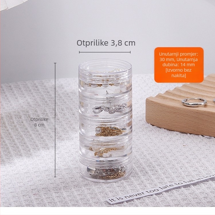 Prijenosna kutija za nakit s antioksidacijskom zaštitom, 5 slojeva, plastična, pretinci za naušnice i lančiće