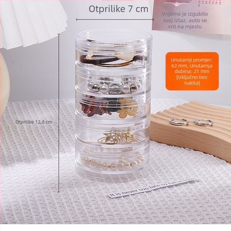 Prijenosna kutija za nakit s antioksidacijskom zaštitom, 5 slojeva, plastična, pretinci za naušnice i lančiće