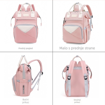 Ruksak za mamu s velikom kapacitetom, višestrukim pretincima i izoliranim skladištem mlijeka, prijenosan i višenamjenski (Materijal: Najlon; Podstava: Poliester; Uzorak: Jednobojni; Kompatibilan s kolica)