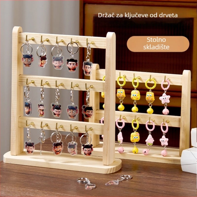 Drveni stalak za izlaganje narukvica – višenamjenski držač za nakit za narukvice, satove, gumice za kosu i trake za glavu, potrebna montaža