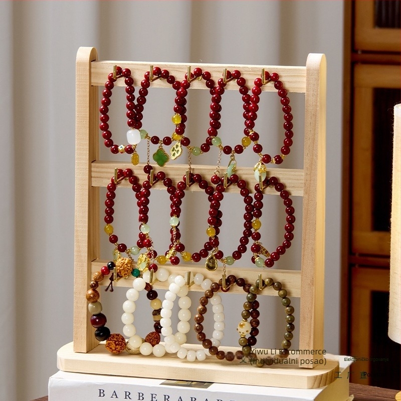 Drveni stalak za izlaganje narukvica – višenamjenski držač za nakit za narukvice, satove, gumice za kosu i trake za glavu, potrebna montaža