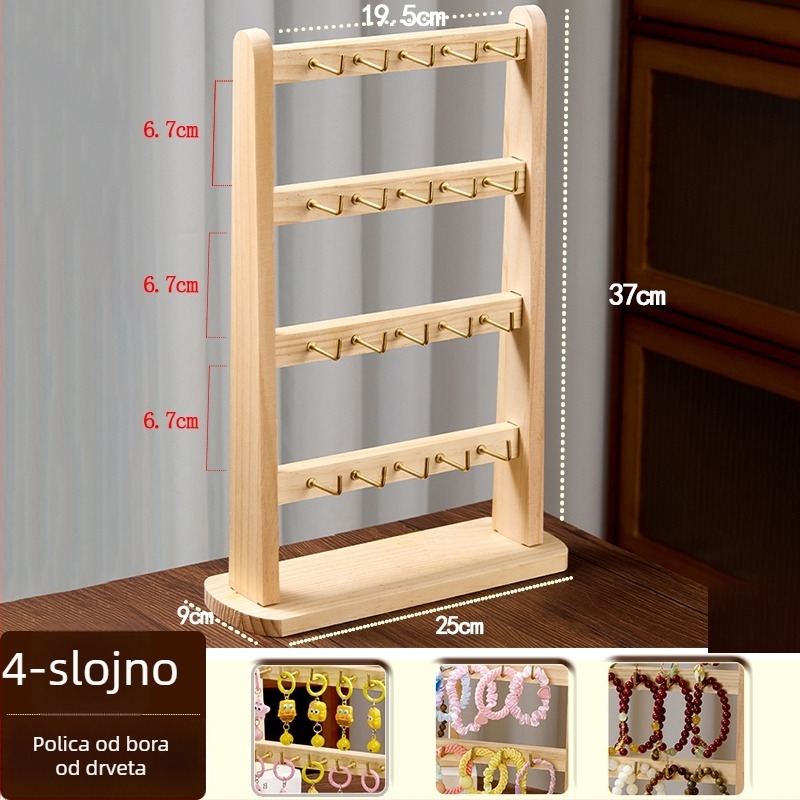 Drveni stalak za izlaganje narukvica – višenamjenski držač za nakit za narukvice, satove, gumice za kosu i trake za glavu, potrebna montaža