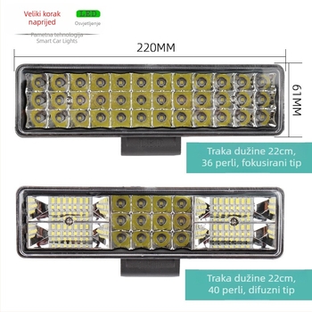 LED trak svjetlo za automobile i motocikle, kućište od lijevanog aluminija, napajanje 12–80V, struja 2–4A, vodootporno, poklopac s reflektirajućom čašom