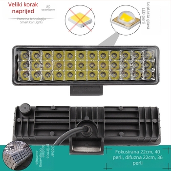 LED trak svjetlo za automobile i motocikle, kućište od lijevanog aluminija, napajanje 12–80V, struja 2–4A, vodootporno, poklopac s reflektirajućom čašom