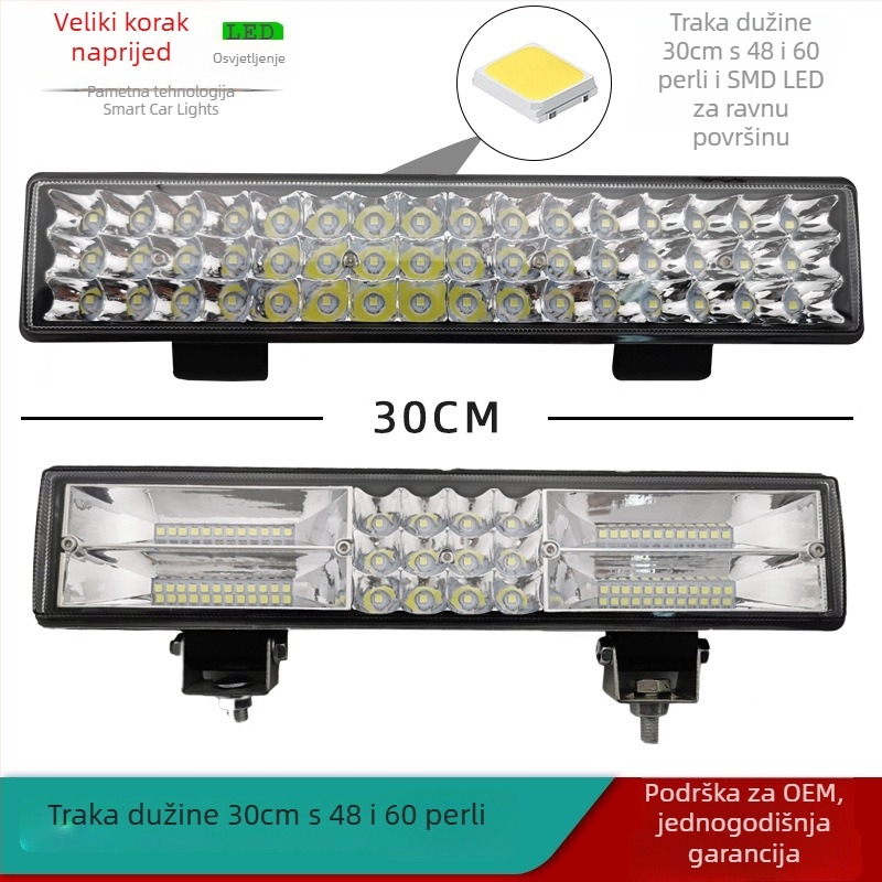 LED trak svjetlo za automobile i motocikle, kućište od lijevanog aluminija, napajanje 12–80V, struja 2–4A, vodootporno, poklopac s reflektirajućom čašom