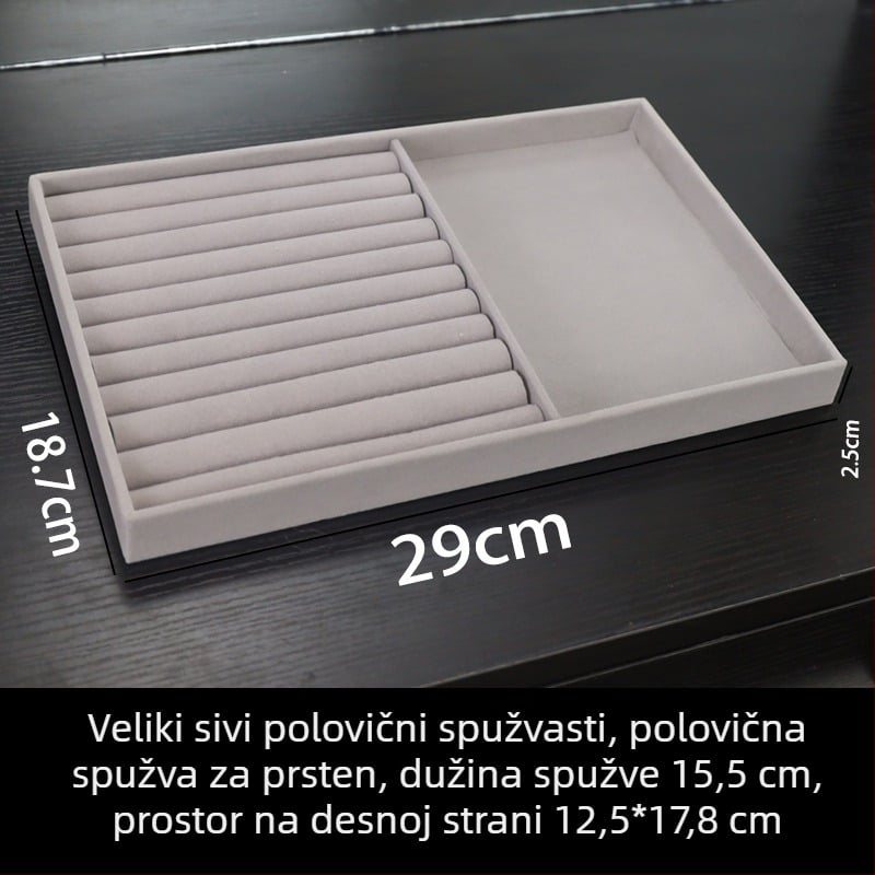 Kutija za nakit s 12 pretinaca za prstenje, stolni organizator, pamuk platno, 1 sloj