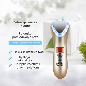 Ručni uređaj za lice s toplom/chladnom terapijom, pomlađivanje kože, hidro-svjetlosna infuzija, ugrađena baterija 1000–1200 mAh, prijenosno, kućna upotreba