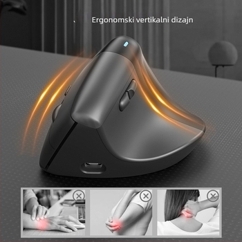 V30 uspravna ergonomska bežična miša s Bluetooth i dvostrukim 2,4 GHz načinom, 1600 DPI, 6 tipki, domet 10 m