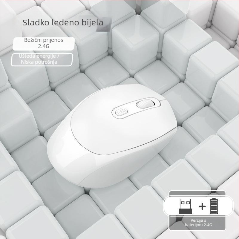 Bežična Bluetooth optička miša za laptop, punjiva, dualni način 2.4G/Bluetooth, tiha, 1600 DPI, 4 tipke