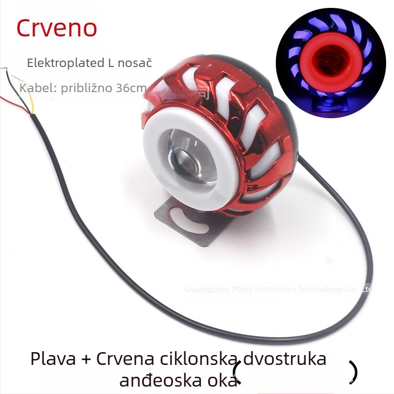 Motorsko LED svjetlo za motor s vanjskim kućištem, 12V, 8W, elektroplatinirano kućište, anđeosko oko i demon oko