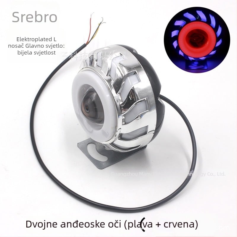 Motorsko LED svjetlo za motor s vanjskim kućištem, 12V, 8W, elektroplatinirano kućište, anđeosko oko i demon oko