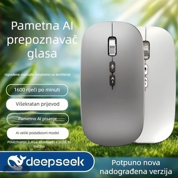 Optički bežični miš s dvostrukim Bluetooth/2.4G načinom, 1600 DPI, 5 tipki, ergonomski, kompatibilan s laptopom, s ugrađenim punjivim izvorom napajanja