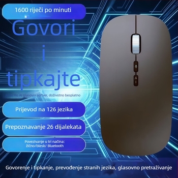 Optički bežični miš s dvostrukim Bluetooth/2.4G načinom, 1600 DPI, 5 tipki, ergonomski, kompatibilan s laptopom, s ugrađenim punjivim izvorom napajanja