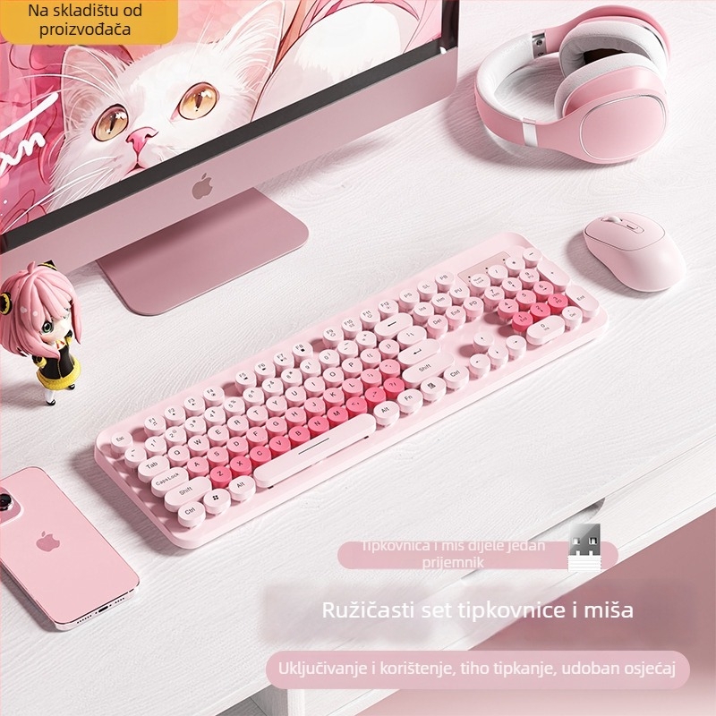 K73 bežični set tipkovnice i miša, 104 tipke, 2.4G bežični, optički senzor 1600dpi, Plug and Play, ergonomski dizajn