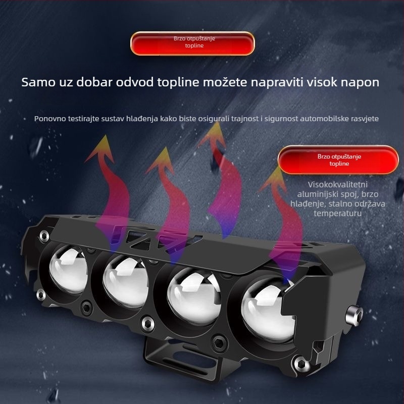 Motociklist LED spot svjetlo s višestrukom lećom, kućište od avionskog aluminija, 4x3570 LED, 60W, 9-80V, 3000 lm