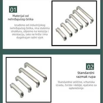 Gukun XK667 Ručka za ormarić od nehrđajućeg čelika, ovalni U‑oblik, ogledno polirana površina, vanjski industrijski stil