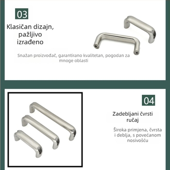 Gukun XK667 Ručka za ormarić od nehrđajućeg čelika, ovalni U‑oblik, ogledno polirana površina, vanjski industrijski stil