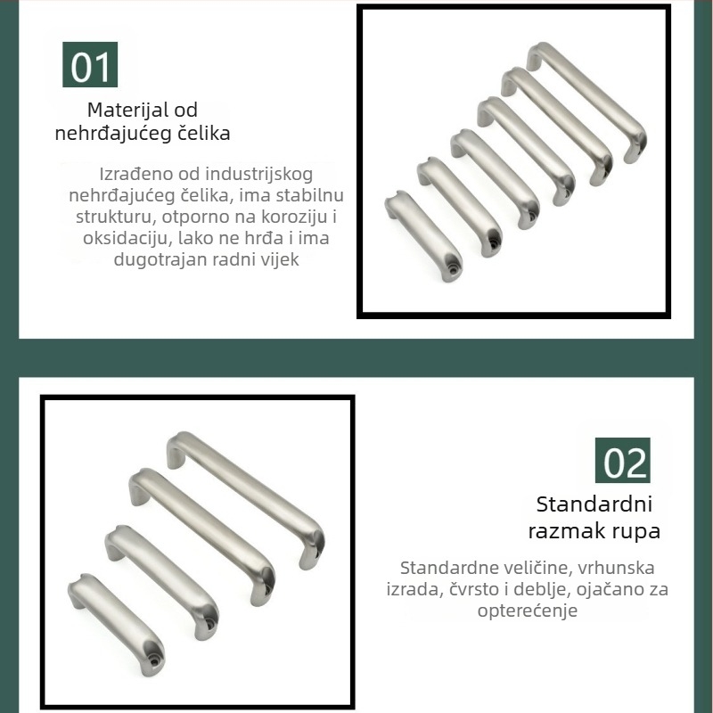 Gukun XK667 Ručka za ormarić od nehrđajućeg čelika, ovalni U‑oblik, ogledno polirana površina, vanjski industrijski stil