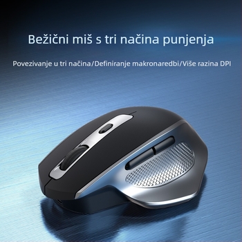 Bežični Bluetooth miš s tri načina, tih i punjiv, 2.4G, ergonomski dizajn za igru i ured, 4000 DPI