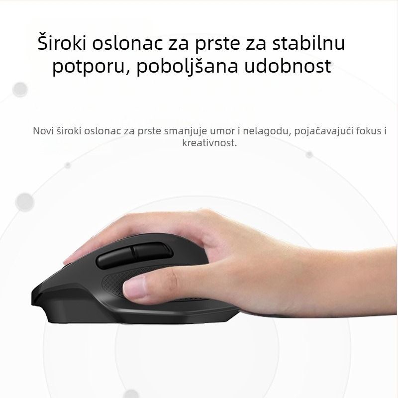 Bežični Bluetooth miš s tri načina, tih i punjiv, 2.4G, ergonomski dizajn za igru i ured, 4000 DPI