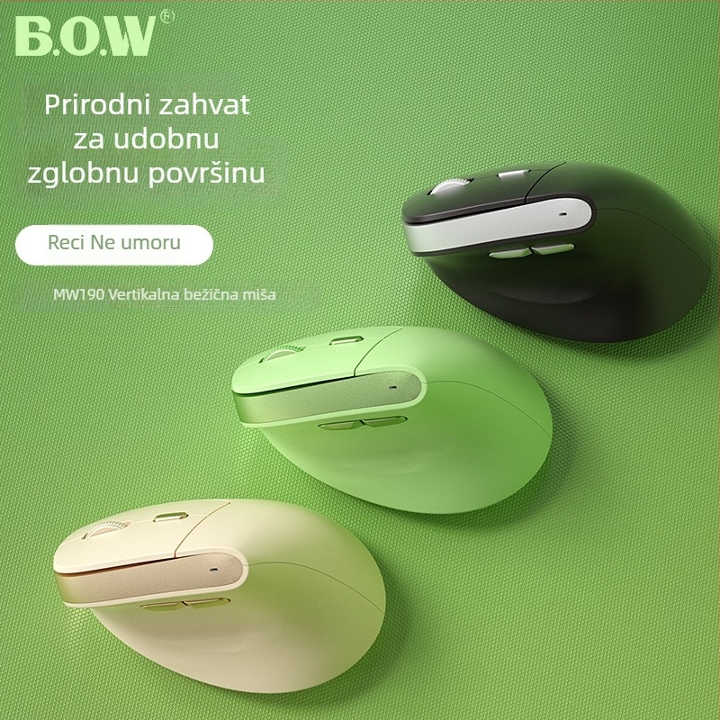 Ergonomski bežični miš s bežičnim punjenjem, 2,4 GHz veza, 6 tipki, prilagodljiv DPI 800–2400, USB sučelje