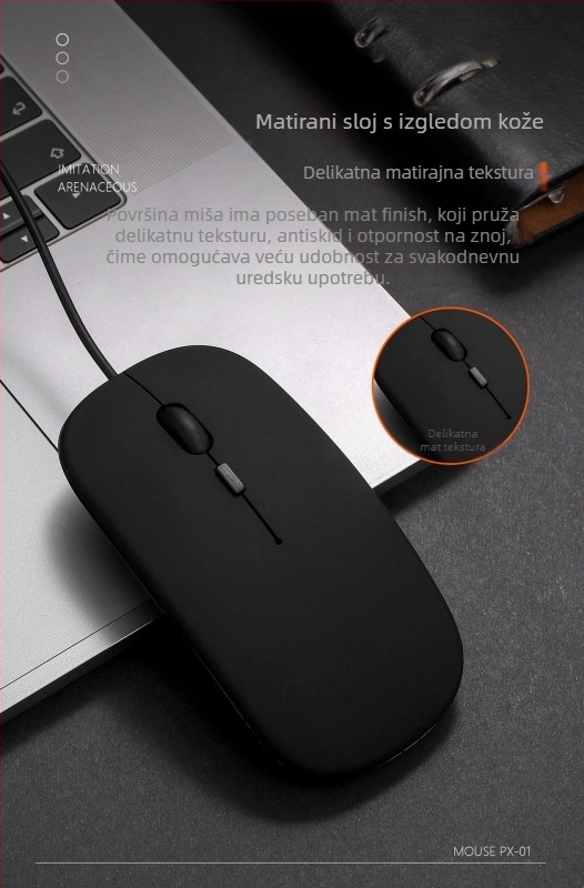 Žični optički miš USB-C s dvostrukim portom, 1600dpi, 4 tipke, ergonomski za stolno računalo