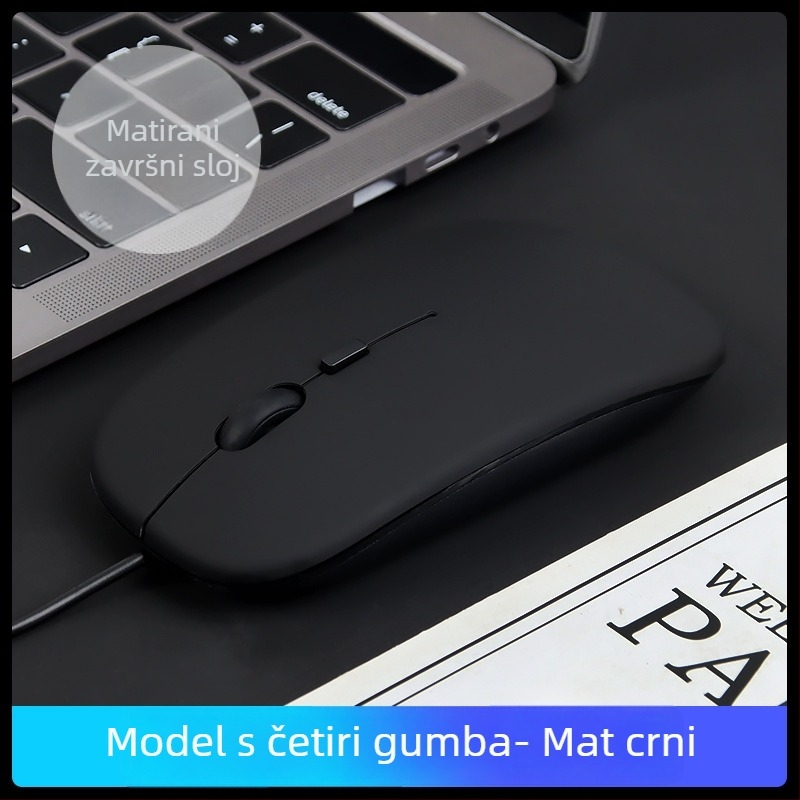 Žični optički miš USB-C s dvostrukim portom, 1600dpi, 4 tipke, ergonomski za stolno računalo