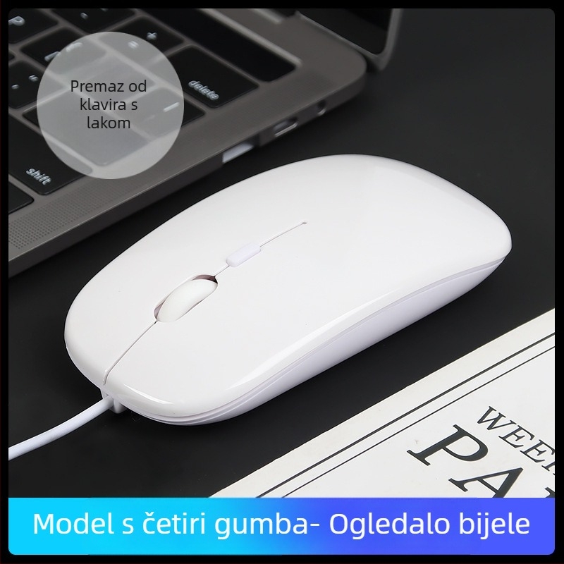 Žični optički miš USB-C s dvostrukim portom, 1600dpi, 4 tipke, ergonomski za stolno računalo