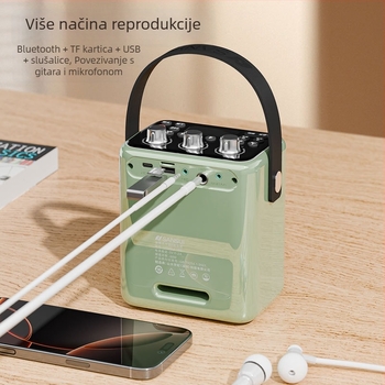 Bluetooth karaoke zvučnik s ugrađenom baterijom, 30W izlaz, Bluetooth 5.3, frekvencijski raspon 100 Hz–20 kHz, SNR ≥70 dB