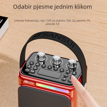Bluetooth karaoke zvučnik s ugrađenom baterijom, 30W izlaz, Bluetooth 5.3, frekvencijski raspon 100 Hz–20 kHz, SNR ≥70 dB