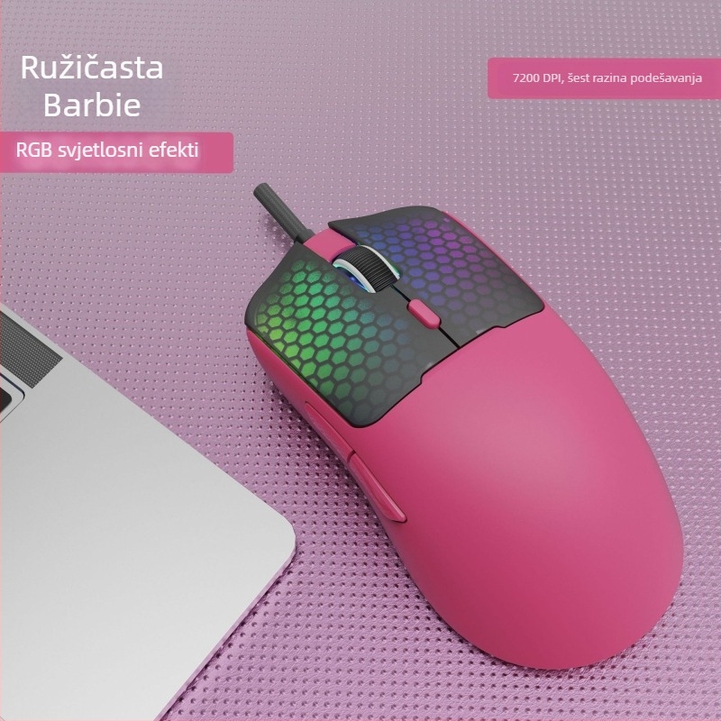Žično RGB gaming miš s 1600 DPI (6 razina), 6 tipki, USB, ergonomski dizajn