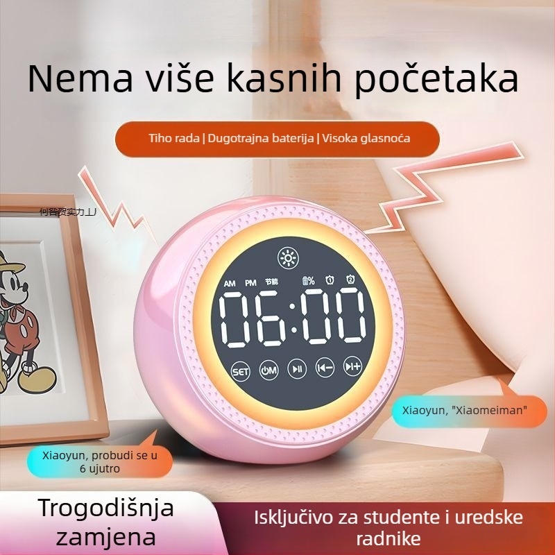 Višenamjenski AI glasovni alarmni sat Bluetooth zvučnik sa subwooferom, Bluetooth 5.3, ugrađena baterija 1200-2000 mAh, 40 Hz-20 kHz, SNR ≥100 dB, domet 10 m