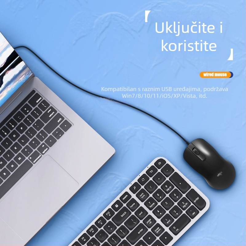 Žičani USB miš Q21-4D za desktop, 1600dpi, 4 tipke, ergonomski dizajn