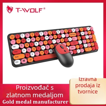 TWOLF TF350 bežični set tipkovnice i miša, 2.4G, tipkovnica s 104 tipke i miš s 4 tipke, optički 1000 DPI, plug-and-play, ergonomski dizajn
