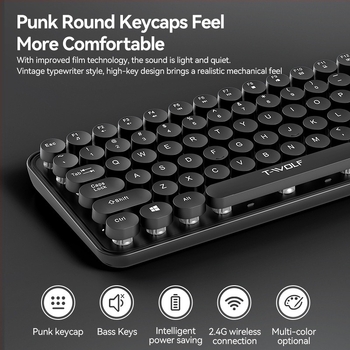 TWOLF TF350 bežični set tipkovnice i miša, 2.4G, tipkovnica s 104 tipke i miš s 4 tipke, optički 1000 DPI, plug-and-play, ergonomski dizajn