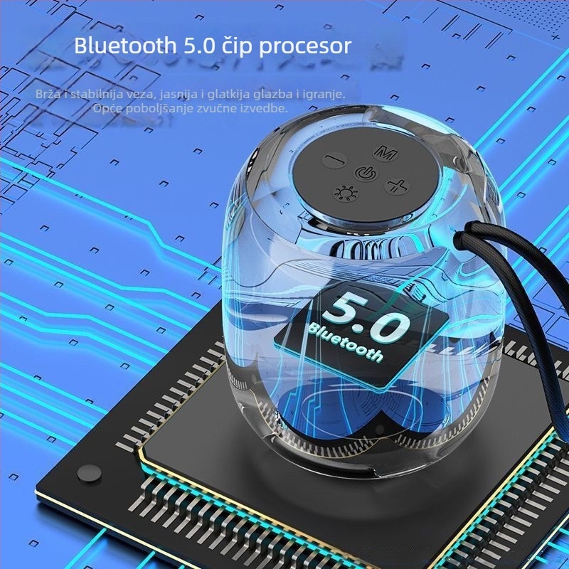 USB Bluetooth zvučnik sa subwooferom, IPX7 vodootporan, prenosiv za vanjsku i kućnu upotrebu, Bluetooth 5.3, ugrađena baterija 500–800 mAh, frekvencijski raspon 100 Hz–20 kHz, SNR ≥70 dB