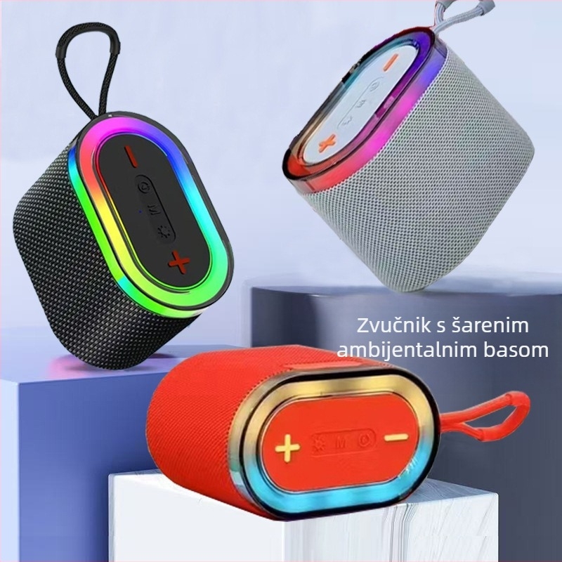Bluetooth zvučnik s šarenim platnom, snažan bas, prenosan za vanjsku upotrebu, višenamjenski stolni i ručni zvučnik