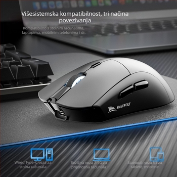Smailwolf RS7 bežični gaming miš, tri načina, 10000 DPI, 6 tipki, USB, 2.4G + Bluetooth