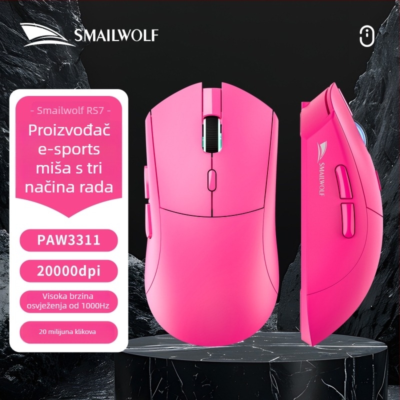 Smailwolf RS7 bežični gaming miš, tri načina, 10000 DPI, 6 tipki, USB, 2.4G + Bluetooth