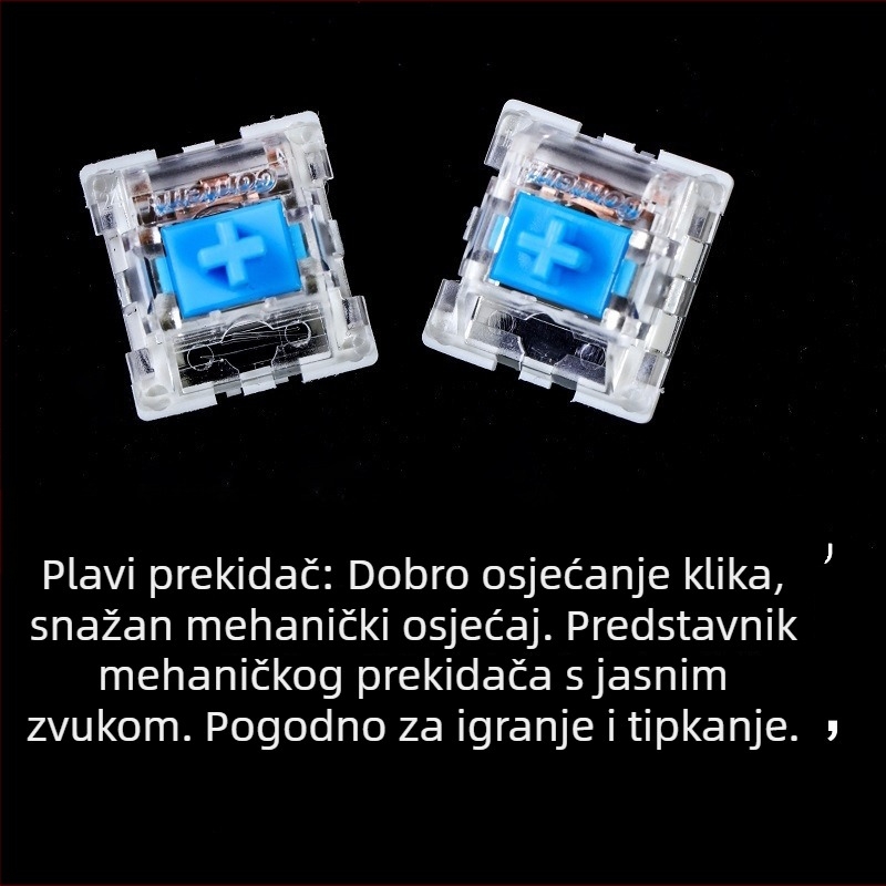 Mehanička tipkovnica sa zelenim osovinskim prekidačem, žično povezivanje, POM materijal, bez pozadinskog osvjetljenja