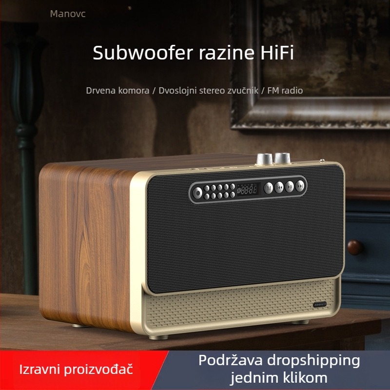 Bežični Bluetooth zvučnik s drvenim kućištem, ugrađena baterija (Bluetooth 5.0; 30W; 100 Hz–20 kHz; SNR ≥70 dB; 2000–4000 mAh)