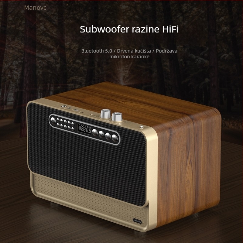 Bežični Bluetooth zvučnik s drvenim kućištem, ugrađena baterija (Bluetooth 5.0; 30W; 100 Hz–20 kHz; SNR ≥70 dB; 2000–4000 mAh)
