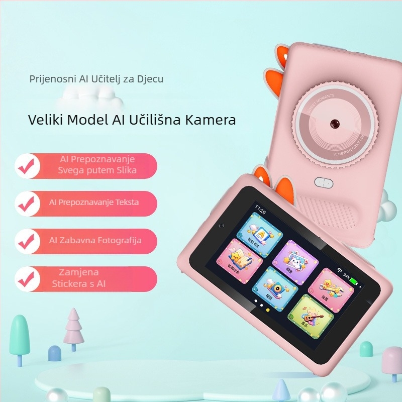 Dječja AI digitalna kamera za učenje - Model X5; TF kartica za pohranu; Trajanje baterije više od 5 sati; AI interaktivno učenje; Značajke: foto naljepnice, video, filtre, snimanje fotografije