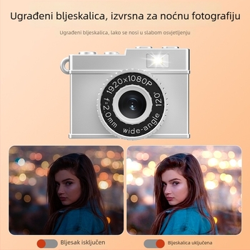 Mali retro CCD digitalni fotoaparat s filtrom - 8 MP, rezolucija 3072×2456, periskopni objektiv, TF kartica za pohranu, potpuno ručno upravljanje