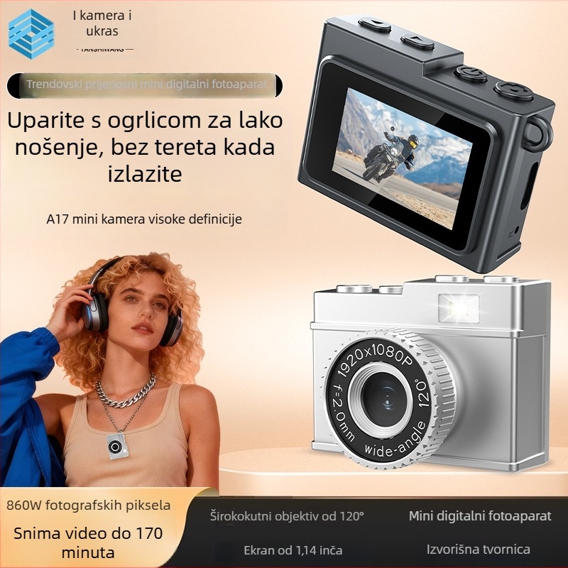 Mali retro CCD digitalni fotoaparat s filtrom - 8 MP, rezolucija 3072×2456, periskopni objektiv, TF kartica za pohranu, potpuno ručno upravljanje