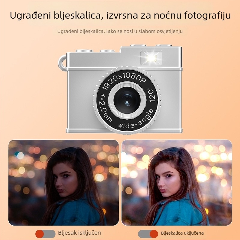 Mali retro CCD digitalni fotoaparat s filtrom - 8 MP, rezolucija 3072×2456, periskopni objektiv, TF kartica za pohranu, potpuno ručno upravljanje