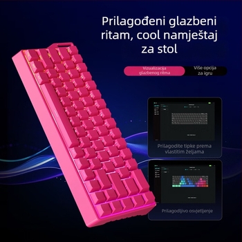 FV K68 tri-modna bežična RGB mehanička tipkovnica sa zelenim prekidačima, 68 tipki, vodootporna