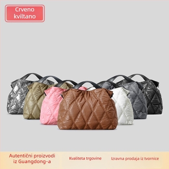 Down Bag Tote – poliester, horizontalni kvadratni oblik, zatvarač, unutarnji džepovi: džep sa zatvaračem, džep za telefon, dodatni džep sa zatvaračem; s jednim naramenicom