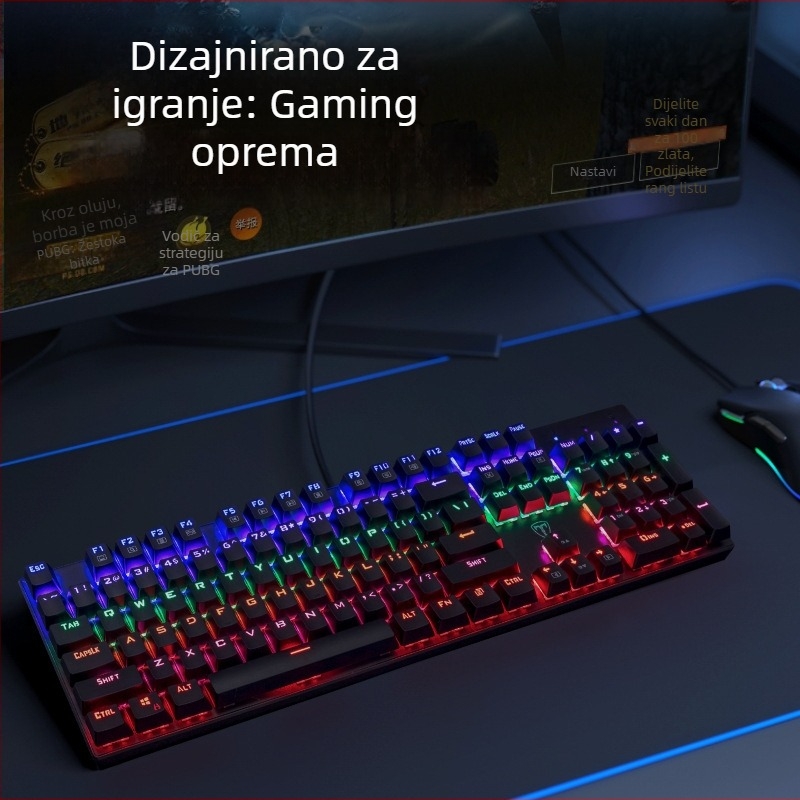 ET I960 gaming tipkovnica s mehaničkim prekidačima, 104 tipke, žično povezivanje, vodootporna
