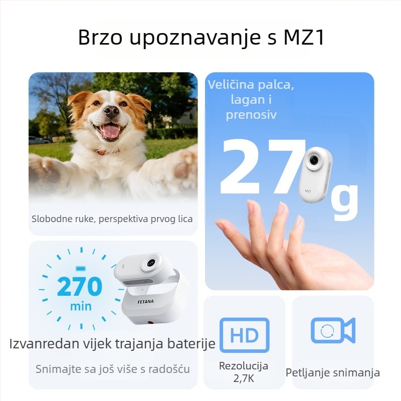 Akcijska kamera za nošenje na prsa za outdoor vožnju biciklom i planinarenje – 12–14 MP, rotirajući širokokutni HD objektiv, optička stabilizacija slike, fiksni fokus, težina ispod 100 g
